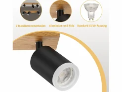 NETTLIFE Plafón|Foco de techo Focos de techo s GU10 Foco de pared de madera giratorio 350°