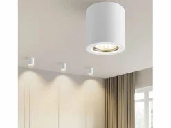 NETTLIFE Foco de techo redondo Gu10 de 40 W, montaje en superficie, moderno, de yeso Blanco Hot