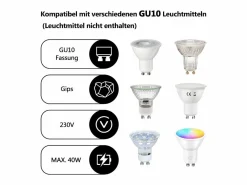 NETTLIFE Foco de techo redondo Gu10 de 40 W, montaje en superficie, moderno, de yeso Blanco Hot