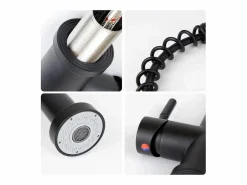 Grifo de cocina con ducha extraíble Mezclador de cocina Grifo giratorio Mezclador de fregadero de alta presión con 2 tipos de chorros,^NETTLIFE Outlet