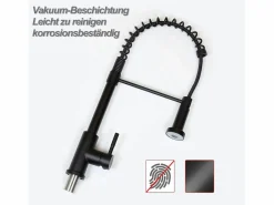 Grifo de cocina con ducha extraíble Mezclador de cocina Grifo giratorio Mezclador de fregadero de alta presión con 2 tipos de chorros,^NETTLIFE Outlet