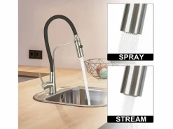 NETTLIFE Grifo De Cocina|Grifo de cocina con manguera flexible Grandes extensibles con ducha de mano, 46,5 cm, , mezclador de alta presión giratorio 360