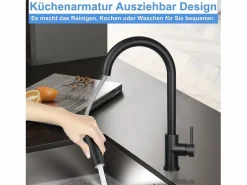 NETTLIFE Grifo De Cocina|Grifo de cocina con ducha de mano extensible, alta presión, acero inoxidable de doble chorro y giratorio 360 °,