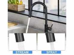 NETTLIFE Grifo De Cocina|Grifo de cocina con ducha de mano extensible, alta presión, acero inoxidable de doble chorro y giratorio 360 °,