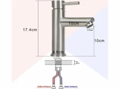 NETTLIFE Grifo|Grifo de fregadero Grifo de agua caliente / fría Grifo de alta presión de acero inoxidable