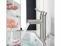 NETTLIFE Grifo|Grifo de fregadero Grifo de agua caliente / fría Grifo de alta presión de acero inoxidable