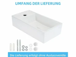 NETTLIFE Lavabo de baño Lavabo de encimera Cerámica - Lavabo cuadrado Blanco Best