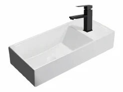 NETTLIFE Lavabo de baño Lavabo de encimera Cerámica - Lavabo cuadrado Blanco Best