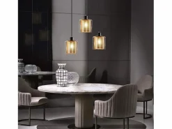 Lámpara colgante de metal dorado negro E14 Diam.171,5 cm vidrio industrial vintage 3 lámparas para salón, oficina, comedor^NETTLIFE Outlet