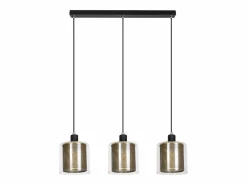 Lámpara colgante de metal dorado negro E14 Diam.171,5 cm vidrio industrial vintage 3 lámparas para salón, oficina, comedor^NETTLIFE Outlet
