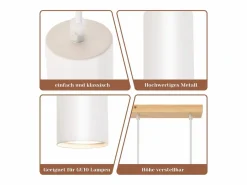 NETTLIFE Lámpara Colgante Madera Metal Diam.60cm GU10 4 Bombillas Lámpara Colgante Lámpara de Vintage para Cafetería Salón Dormitorio Blanco Sale