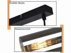 NETTLIFE Lámpara colgante para mesa de comedor, E27, 4 llamas, LED ajustable, pantalla de cristal moderna Negro Discount
