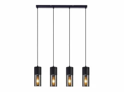 NETTLIFE Lámpara colgante para mesa de comedor, E27, 4 llamas, LED ajustable, pantalla de cristal moderna Negro Discount