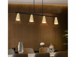 Lámpara colgante para mesa de comedor, colgante de oro: colgante moderno GU10, 4 llamas, metal negro industrial.^NETTLIFE Clearance