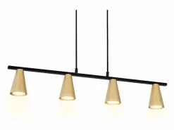 Lámpara colgante para mesa de comedor, colgante de oro: colgante moderno GU10, 4 llamas, metal negro industrial.^NETTLIFE Clearance