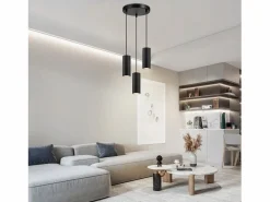 NETTLIFE Lámpara colgante de metal Diam.20 cm GU10 3 llamas mesa de salón lámpara industrial moderna para interior cocina Negro