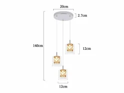 NETTLIFE Lámpara colgante moderna de cristal G9 para comedor, altura ajustable Plateado Best