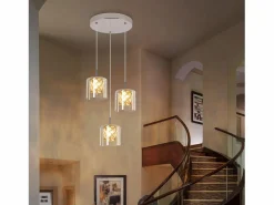 NETTLIFE Lámpara colgante moderna de cristal G9 para comedor, altura ajustable Plateado Best
