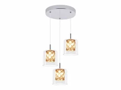 NETTLIFE Lámpara colgante moderna de cristal G9 para comedor, altura ajustable Plateado Best