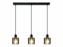 NETTLIFE Lámpara Colgante Vidrio Diam.68 cm E27 Vintage 3 Bombillas Lámpara de Lámpara Industrial Retro para Sala de Estar Hotel Oficina Negro New