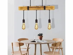 NETTLIFE Lámpara Suspendida|Lámpara colgante Comedor Mesa de comedor Madera vintage E27 Lámpara colgante 61 CM Industrial