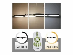 Lámpara colgante LED en aluminio Diam.150 cm 54W Lámpara moderna Diseño 4 anillos Lámpara de mesa de regulable con suspensión^NETTLIFE