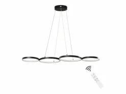 Lámpara colgante LED en aluminio Diam.150 cm 54W Lámpara moderna Diseño 4 anillos Lámpara de mesa de regulable con suspensión^NETTLIFE