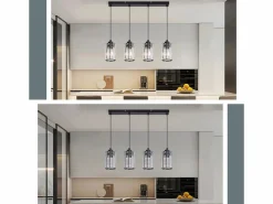 Lámpara colgante moderna de cristal para mesa de comedor, 4 llamas, E27^NETTLIFE New