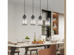 Lámpara colgante moderna de cristal para mesa de comedor, 4 llamas, E27^NETTLIFE New