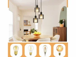 NETTLIFE Lámpara Suspendida|Lámpara Colgante Vidrio Diam.26cm E27 Sala de Estar 3 Bombillas Lámpara de Vintage Lámpara Industrial Regulable en Altura
