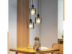 NETTLIFE Lámpara Suspendida|Lámpara Colgante Vidrio Diam.26cm E27 Sala de Estar 3 Bombillas Lámpara de Vintage Lámpara Industrial Regulable en Altura
