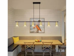 NETTLIFE Lámpara colgante para mesa de comedor, con conexión GU10: lámpara de comedor de 6 bombillas, de metal negro , moderno y industrial. Dorado Clearance