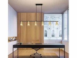 NETTLIFE Lámpara colgante para mesa de comedor, con conexión GU10: lámpara de comedor de 6 bombillas, de metal negro , moderno y industrial. Dorado Clearance