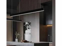 Lámpara Colgante LED Diam.107CM 32W 3000K-6500K Mesa Regulable Negra con Lámpara de Diseño Lineal Moderno para Oficina^NETTLIFE Outlet