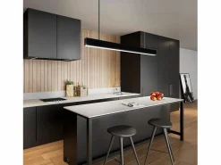 Lámpara Colgante LED Diam.107CM 32W 3000K-6500K Mesa Regulable Negra con Lámpara de Diseño Lineal Moderno para Oficina^NETTLIFE Outlet