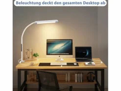 Lámpara de escritorio LED regulable con abrazadera, color , 5 colores y 5 niveles de brillo, 11 W, protección ocular flexible.^NETTLIFE Clearance