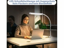 NETTLIFE Lámpara de escritorio LED regulable con enchufe , 5 niveles de brillo, 11 W, flexible, con función de temporizador de luz nocturna. Blanco Discount