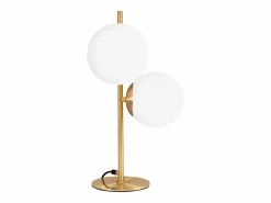 lámpara de mesa / lámpara de cabecera moderna y industrial dorada, 2 bombillas con interruptor, diseño de metal y vidrio , E27.^NETTLIFE