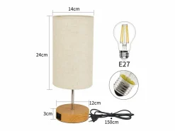 Lámpara de mesa táctil regulable E27, lámpara de noche sala, pantalla en tela moderna.^NETTLIFE Discount