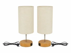 Lámpara de mesa táctil regulable E27, lámpara de noche sala, pantalla en tela moderna.^NETTLIFE Discount