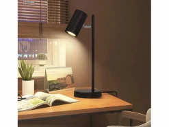 lámpara de mesilla, lámpara de mesa negra, salón giratoria 350° GU10, metal, oficina.^NETTLIFE New