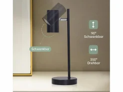 lámpara de mesilla, lámpara de mesa negra, salón giratoria 350° GU10, metal, oficina.^NETTLIFE New