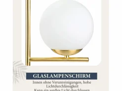 NETTLIFE lámpara de mesita de noche moderna para sala de estar - casquillo industrial E27 de vidrio blanco con interruptor para dormitorio y oficina Dorado Clearance