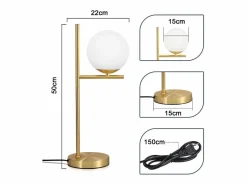 NETTLIFE lámpara de mesita de noche moderna para sala de estar - casquillo industrial E27 de vidrio blanco con interruptor para dormitorio y oficina Dorado Clearance