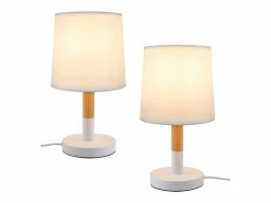 Lámpara de Noche Juego de 2 Lámparas de Mesa Sala de Estar - Lámpara de Noche con Casquillo E27 de Madera Dormitorio^NETTLIFE Online