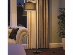 Lámpara de pie de salón negra: tela de diseño moderno Casquillo E27 máx. 40W con interruptor de pie Lámpara de cama de 166 cm sin bombilla.^NETTLIFE Best