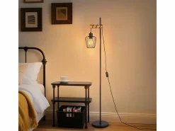 Lámpara de pie de madera Lámpara de pie vintage: Lámpara de salón negra Lámpara de pie con casquillo E27 146 cm (sin bombilla)^NETTLIFE Best
