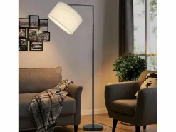 NETTLIFE Lámpara de pie E27 Lámpara de pie interruptor de pie 166cm pantalla de tela de diseño máx. 40W - sin bombilla Blanco Online