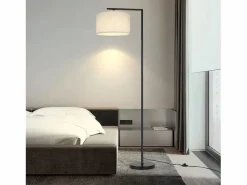 NETTLIFE Lámpara de pie E27 Lámpara de pie interruptor de pie 166cm pantalla de tela de diseño máx. 40W - sin bombilla Blanco Online