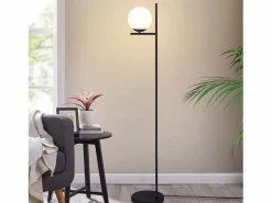 NETTLIFE Lámpara De Pie|Lámpara de Pie Industrial - Moderna Negra con Interruptor de Pie Diseño de Metal Lámpara de Pie de Vidrio E27 Vintage Cable de 2M